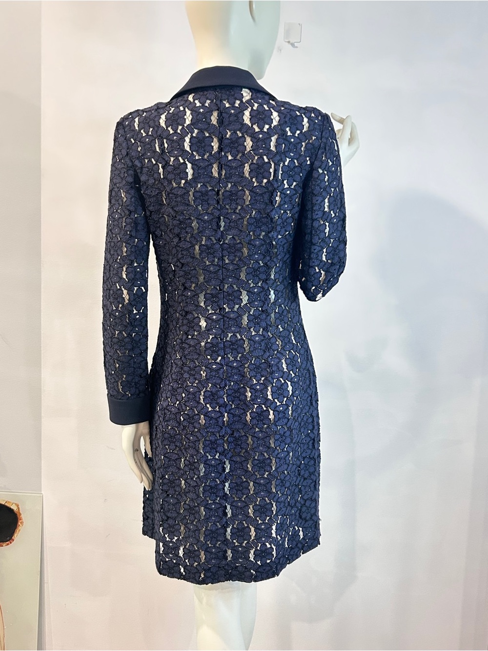 Judith & Charles Navy Blue Lace Long Sleeve Shirt Dress size 4 - Picture 10 of 16